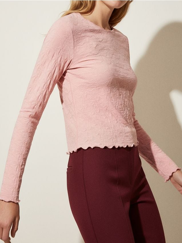 Sinsay - Bluză cu mânecă lungă - roz-pastel