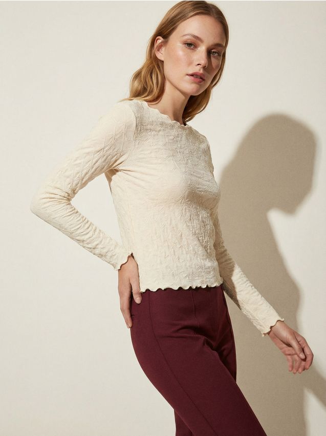 Sinsay - Bluză cu mânecă lungă - galben-deschis