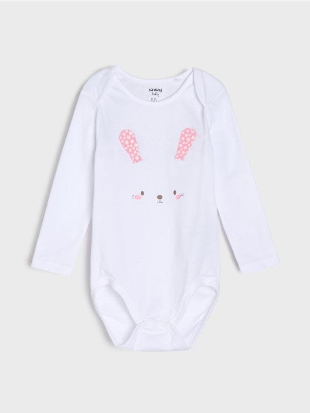 Sinsay - Body cu decolteu tip plic - alb