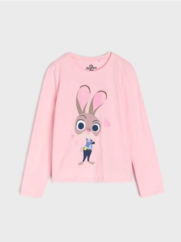 Sinsay - Tričko s dlhými rukávmi Zootopia 2 - pastelová ružová