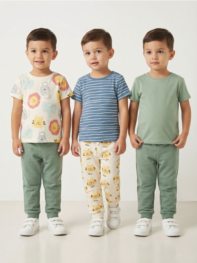 Sinsay - Tricouri din bumbac 3 pack - crem