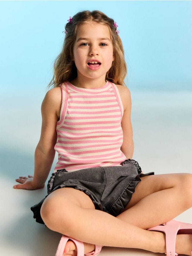 Sinsay - Tricou din bumbac fără mâneci cu dungi - multicolor