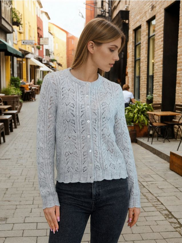 Sinsay - Ażurowy kardigan - szary