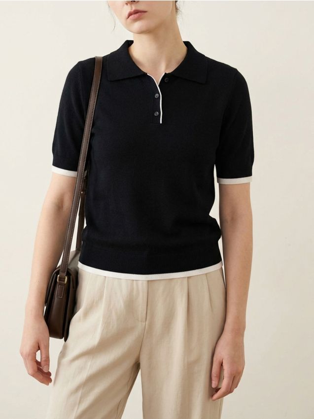 Sinsay - Wiskozowy sweter z kołnierzykiem - czarny