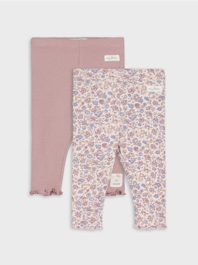 Sinsay - Colanți din bumbac din tricot cu nervuri 2 pack - lavand