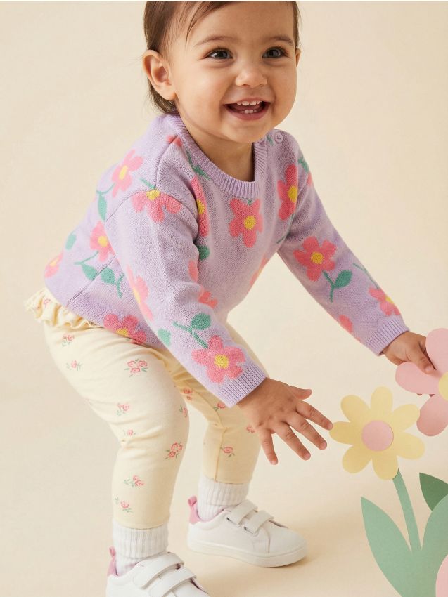 Sinsay - Pulover din bumbac cu model floral - mov