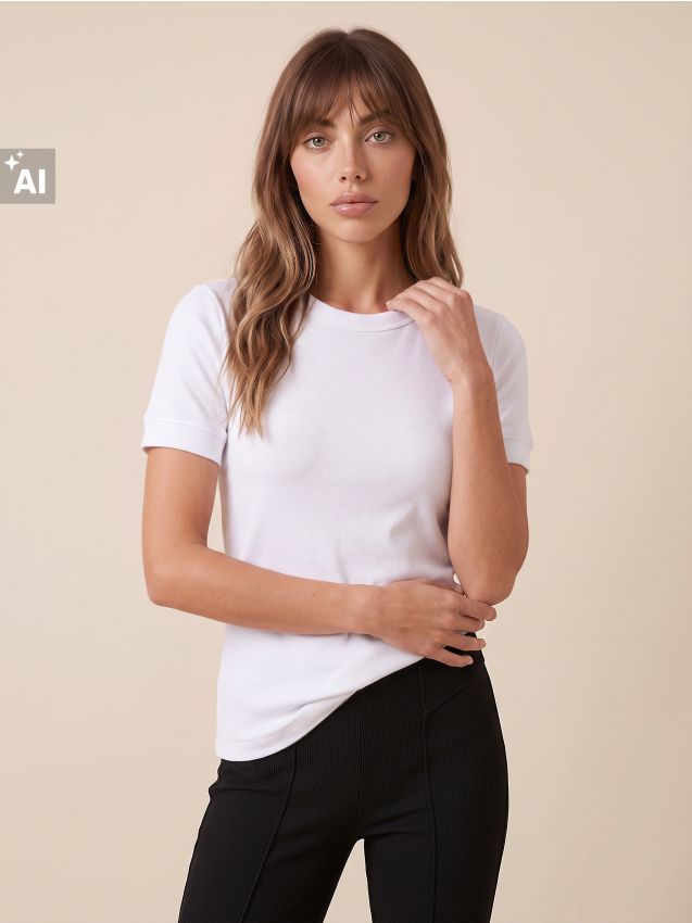 Sinsay - Tricou uni cu mânecă scurtă și amestec de modal - alb