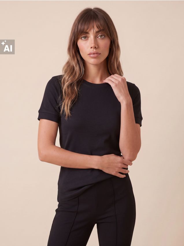 Sinsay - Tricou uni cu mânecă scurtă și amestec de modal - negru