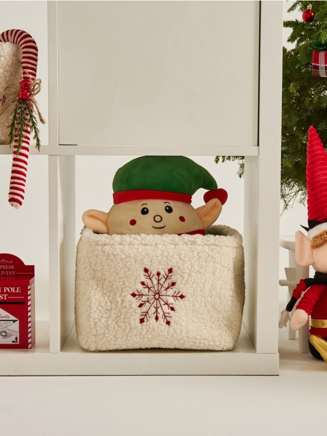 Sinsay - Vianočný úložný kôš s ušami a motívom snehovej vločky - krémová