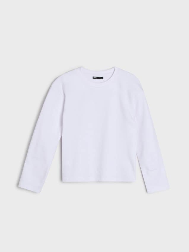 Sinsay - Tricou din bumbac din țesătură interlock densă - alb