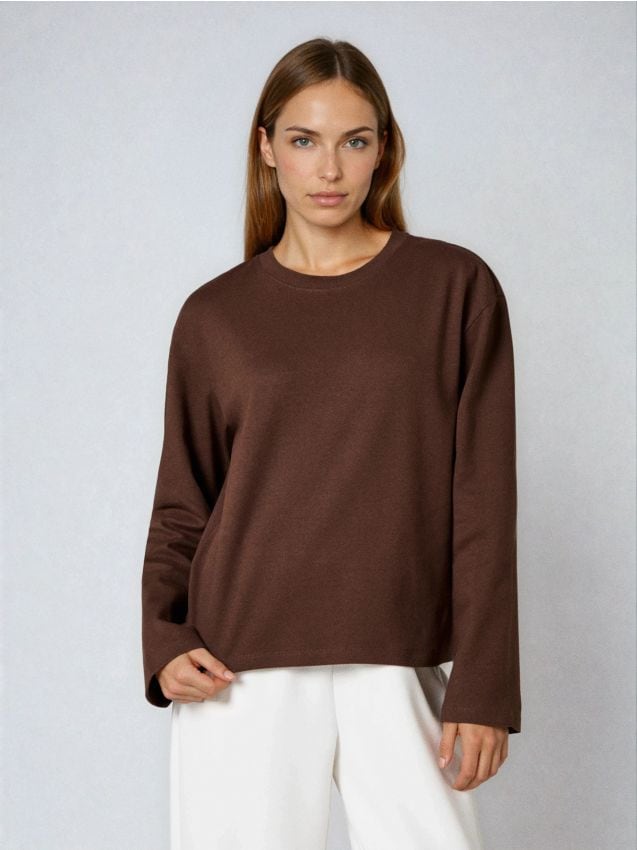 Sinsay - Tricou din bumbac din țesătură interlock densă - maro