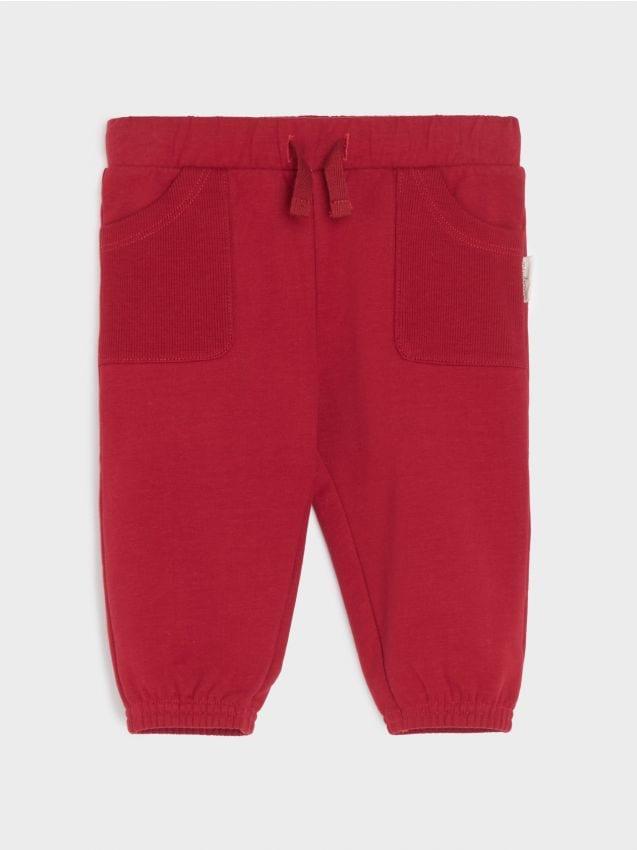Sinsay - Pantaloni jogger din bumbac cu buzunare aplicate striate - bordo