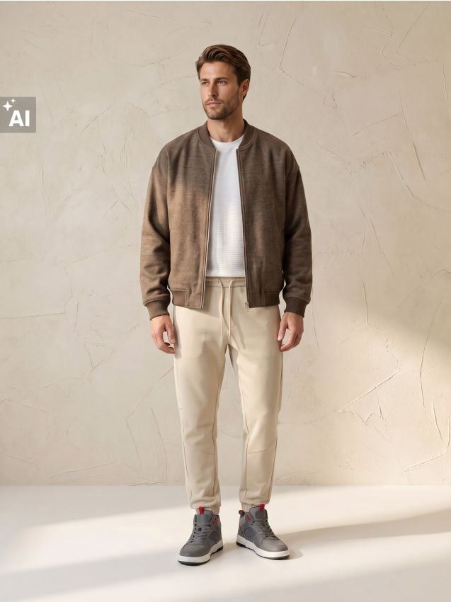 Sinsay - Bluza bomber cu amestec de viscoză - cafeniu