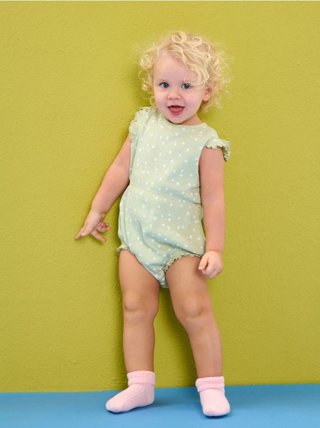 Sinsay - Body din bumbac cu model - verde-deschis