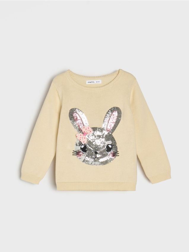 Sinsay - Bavlnený sveter s flitrami - telová