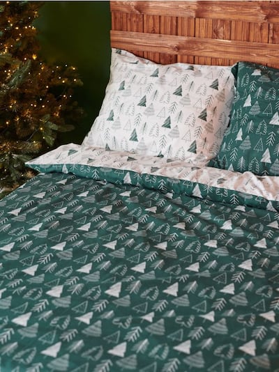 Комплект бавовняної постільної білизни з візерунком ялинок