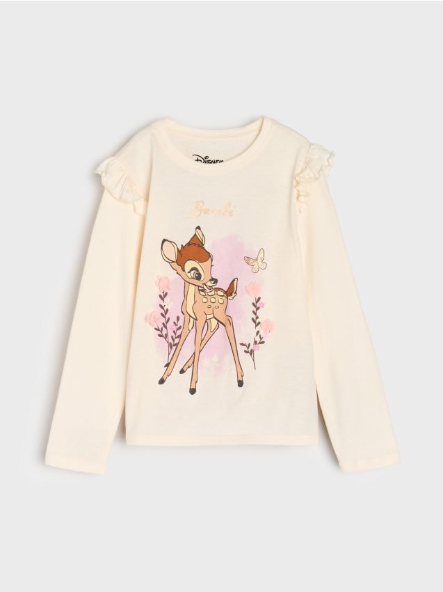 Sinsay - Bavlnené tričko Bambi - krémová