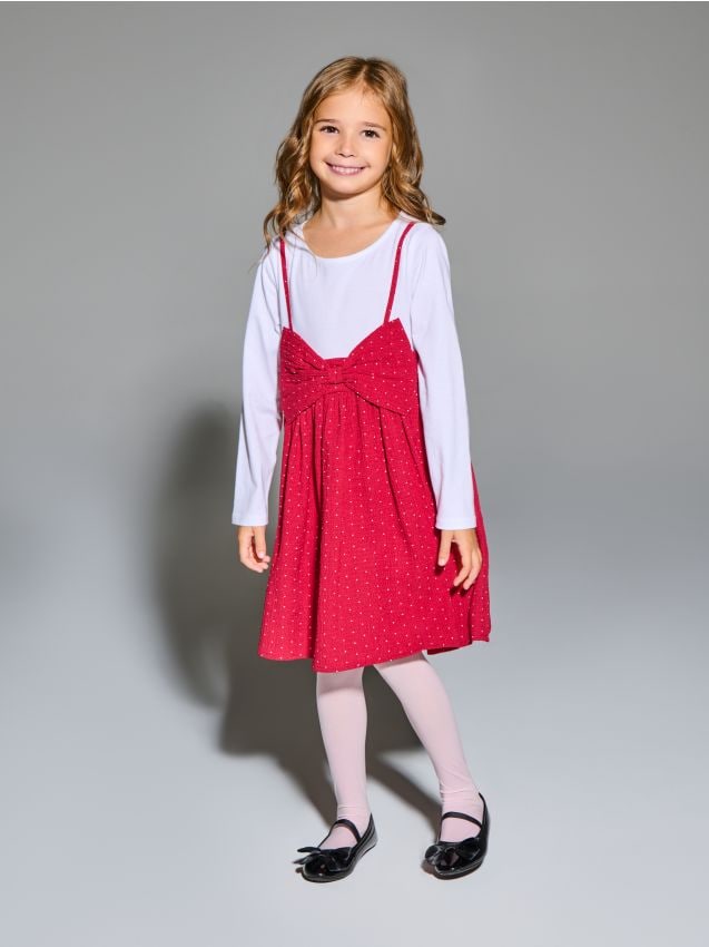 Sinsay - Šaty babydoll s vianočnou mašľou - červená