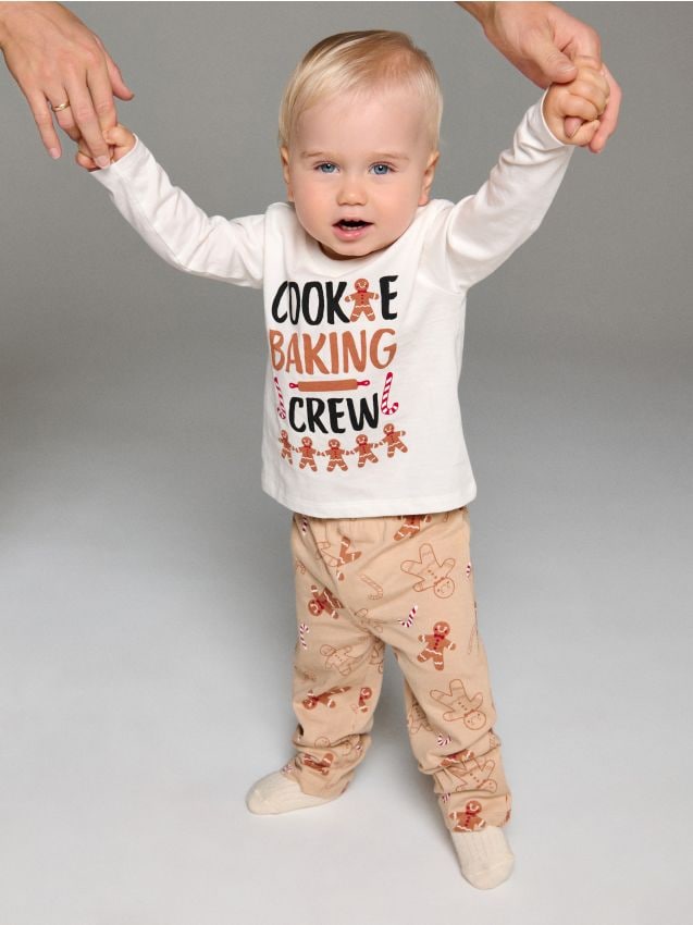 Sinsay - Dvojdielne bavlnené pyžamo - krémová