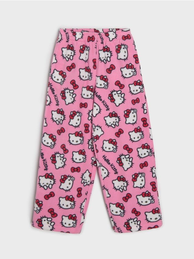 Sinsay - Pantaloni din fleece Hello Kitty - roz