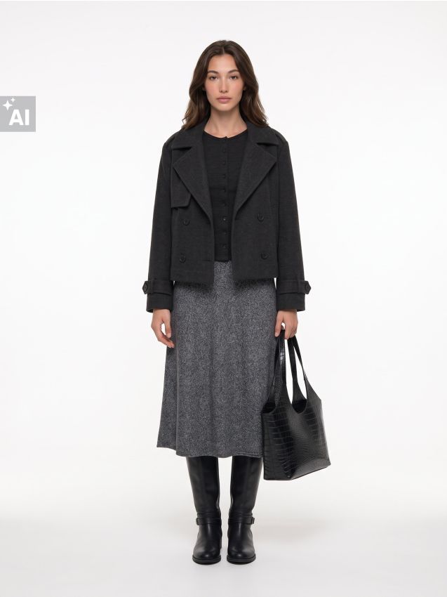 Sinsay - Rebrasta bluza s gumbima i dodatkom viskoze