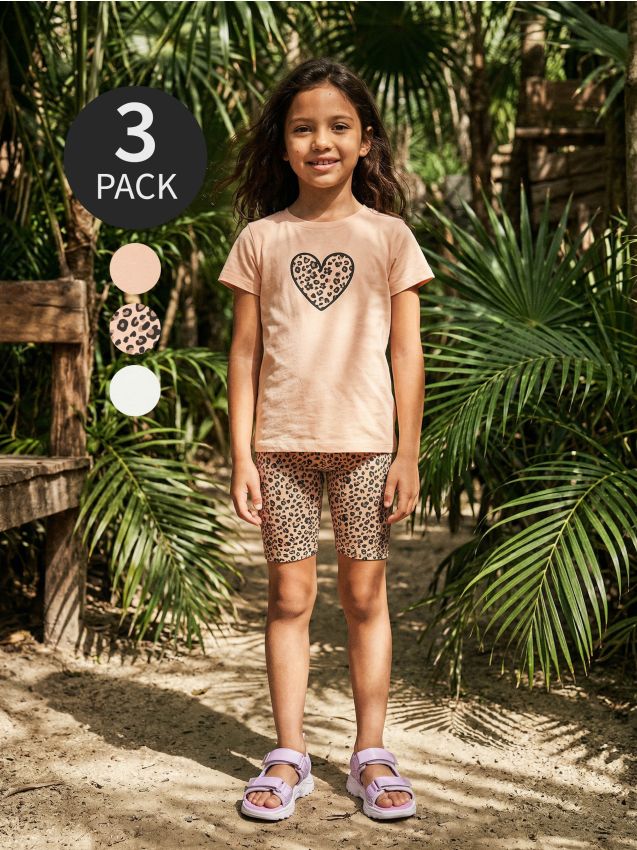 Sinsay - Tricouri din bumbac cu imprimeu leopard 3 pack - multicolor