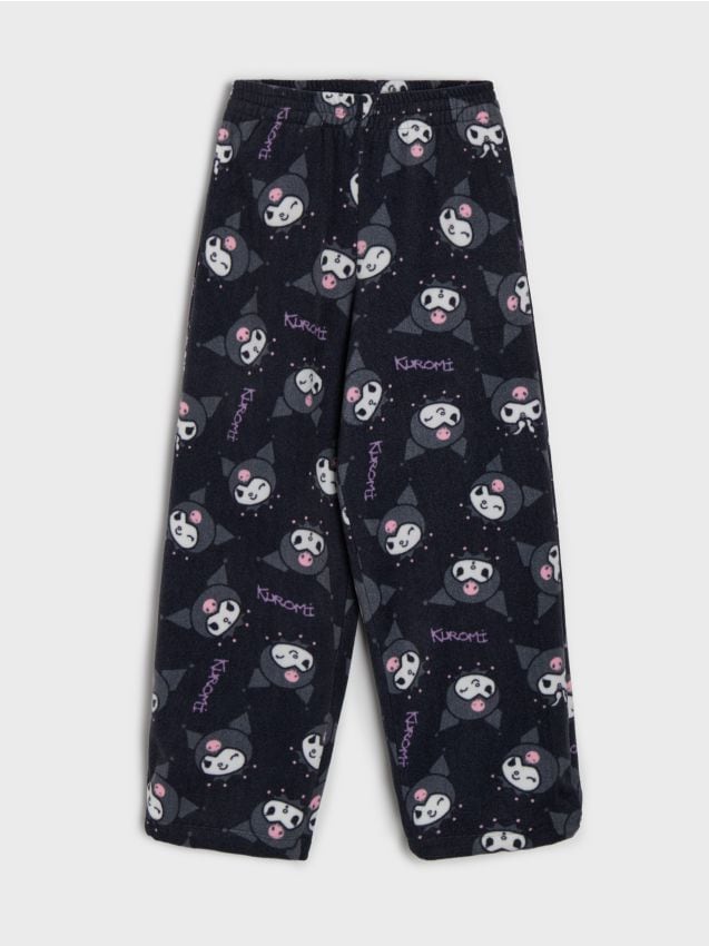 Sinsay - Pantaloni din polar cu manșete reglabile Kuromi - negru