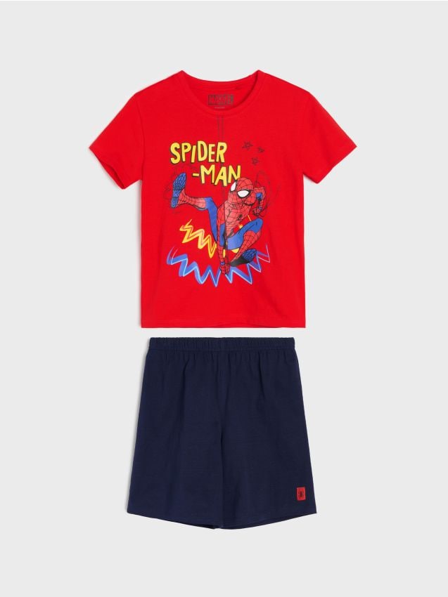 Sinsay - Pijama din bumbac în două piese Spider-Man - roșu
