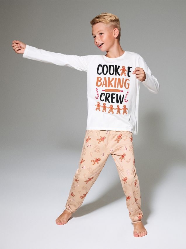 Sinsay - Dvojdielne vianočné pyžamo s motívom perníčkov - krémová