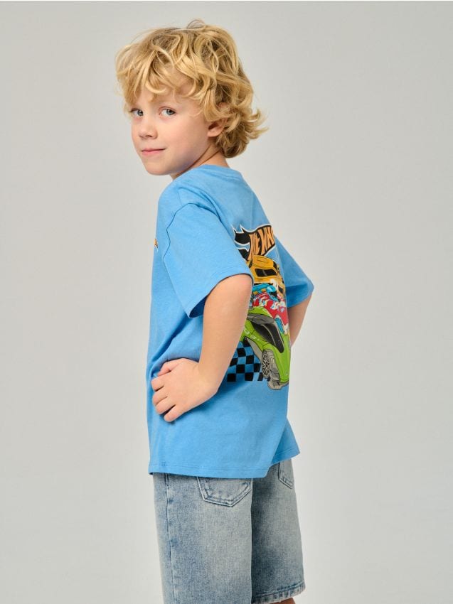 Sinsay - Tricou din bumbac cu imprimeu Hot Wheels - albastru