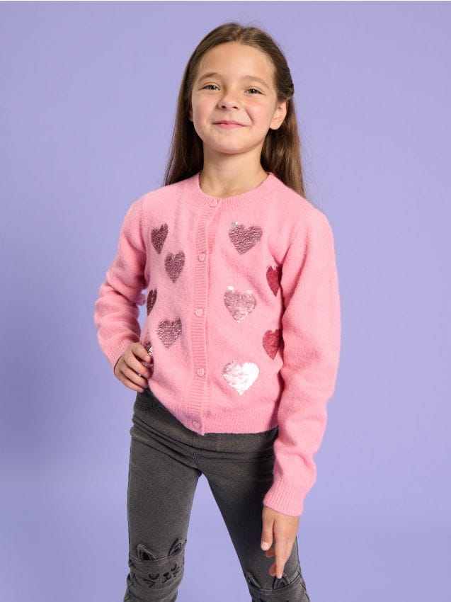 Sinsay - Sveter na gombíky - polárna ružová