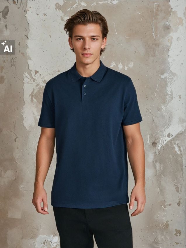 Sinsay - Tricou Polo - bleumarin
