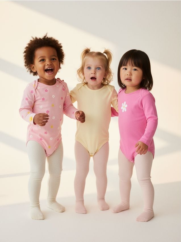 Sinsay - Trojbalenie bavlnených body s dlhým rukávom - polárna ružová