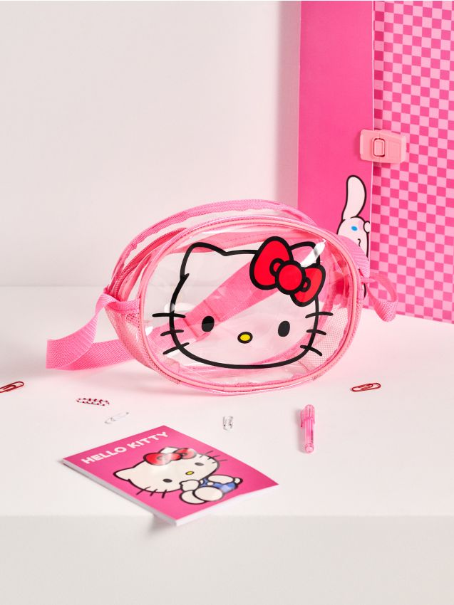 Sinsay - Set școlar Hello Kitty cu caiet și pix în geantă transparentă, 3 bucăți - roz