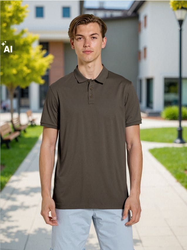 Sinsay - Tricou polo din bumbac - cafeniu