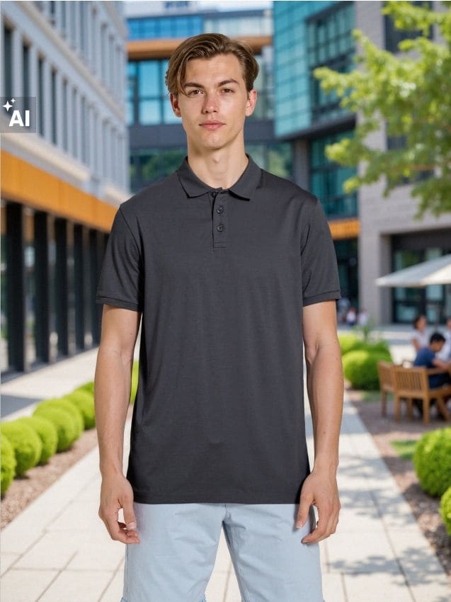 Sinsay - Tricou polo din bumbac - negru-antracit