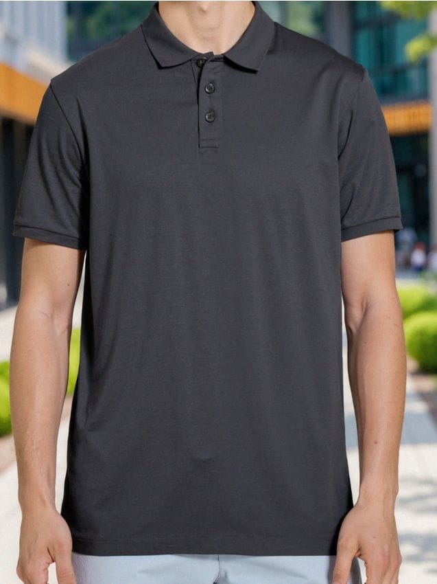 Sinsay - Tricou polo din bumbac - negru-antracit