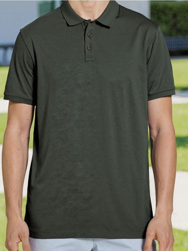 Sinsay - Tricou polo din bumbac - verde-prăfuit