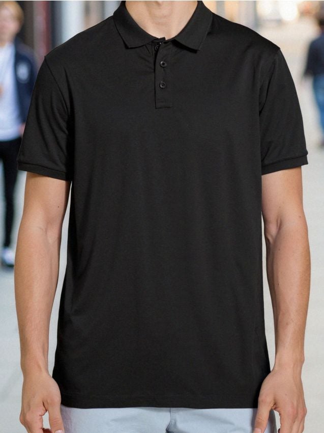 Sinsay - Bawełniana koszulka polo - czarny