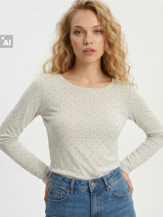Sinsay - Tricou din viscoză - gri deschis