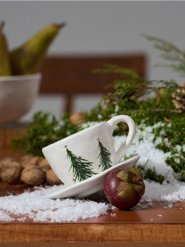 Sinsay - Šálka a tanier s motívom vianočného stromčeka - viacfarebná