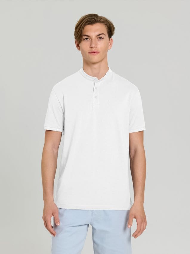 Sinsay - Koszulka henley - biały