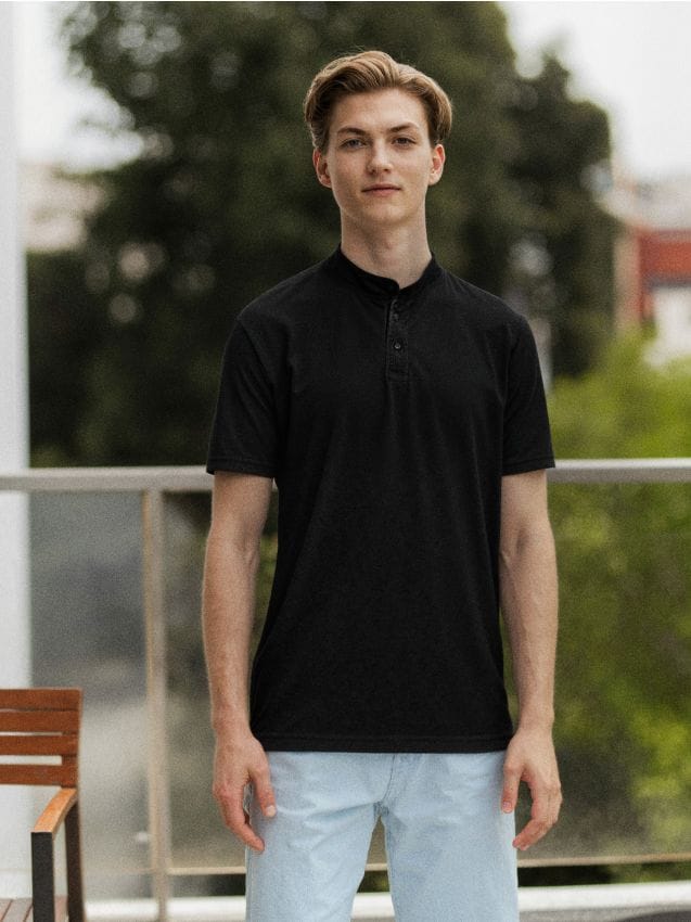 Sinsay - Henley tričko - čierna