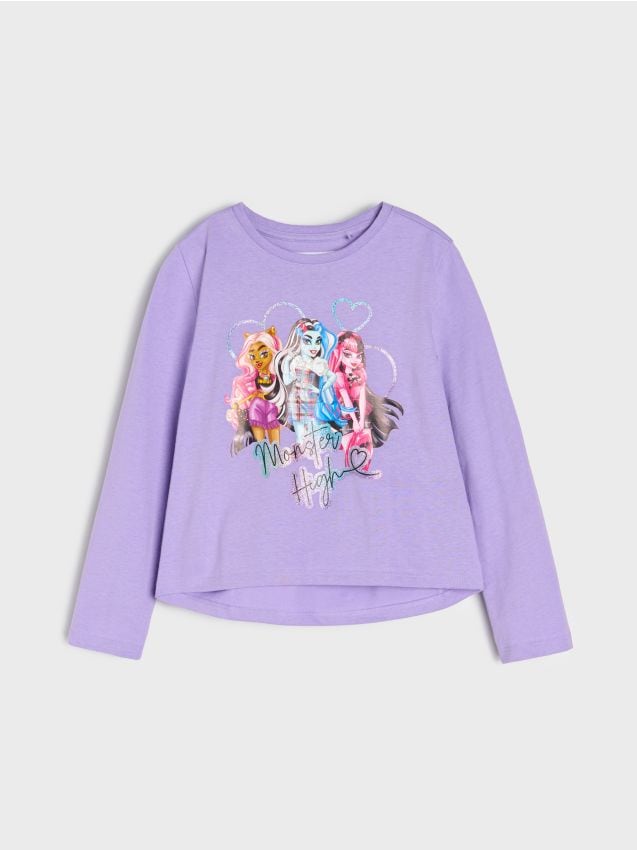 Sinsay - Tricou cu mânecă lungă Monster High - mov