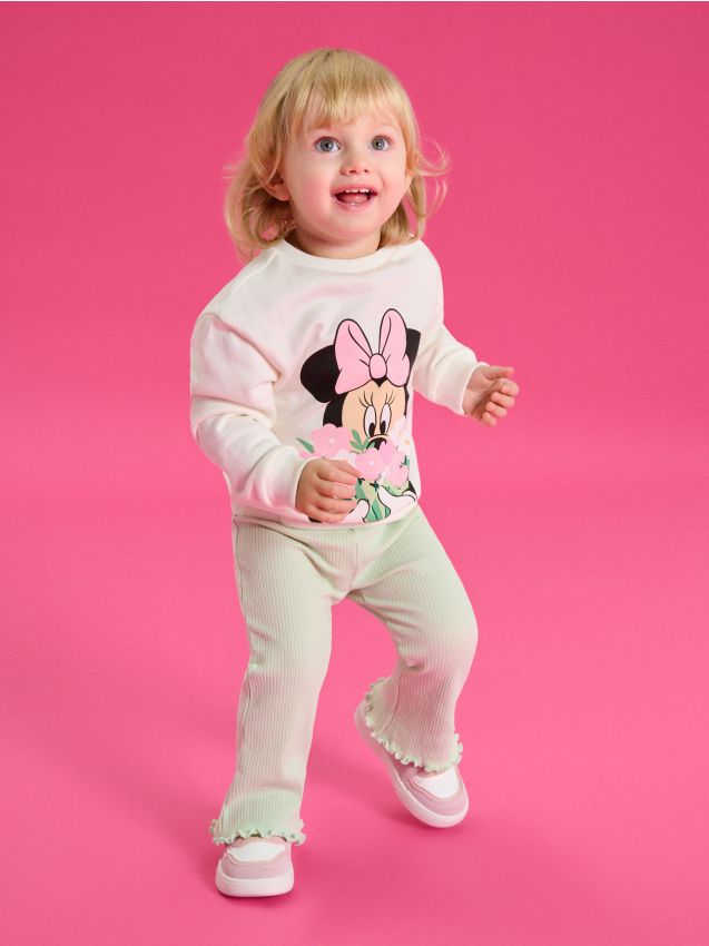Sinsay - Komplet: bluza i legginsy Minnie Mouse - beżowy