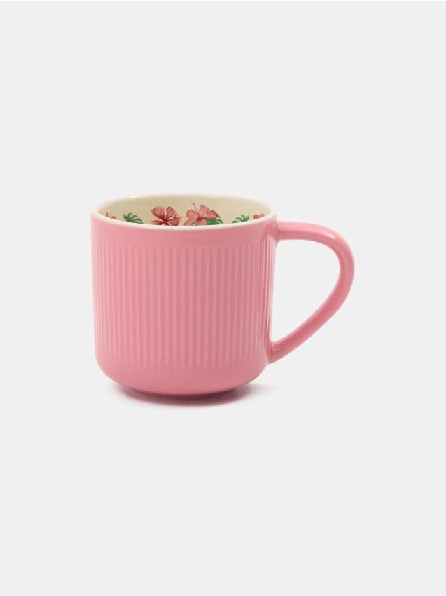 Sinsay - Cană ceramică cu model striat - roz