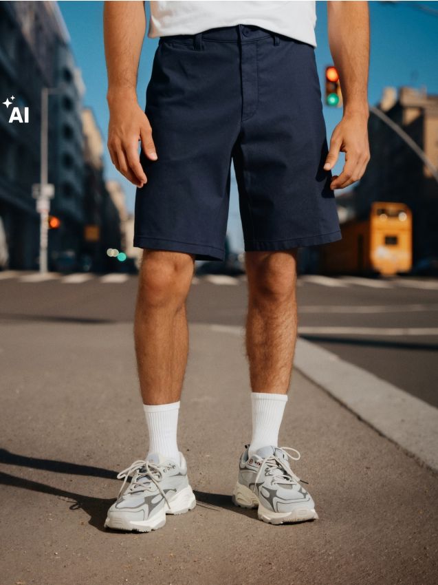 Sinsay - Pantaloni scurți chino - bleumarin