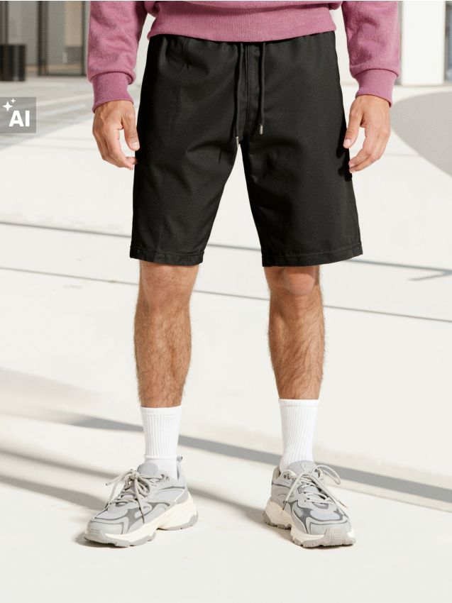 Sinsay - Pantaloni scurți jogger - negru