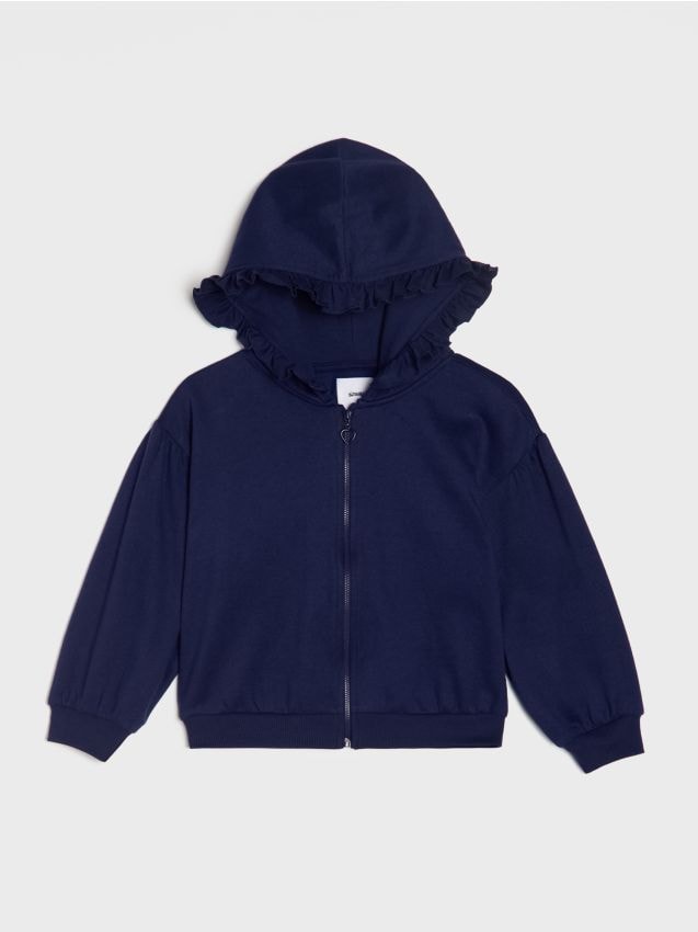 Sinsay - Hanorac cu glugă și fermoar - bleumarin