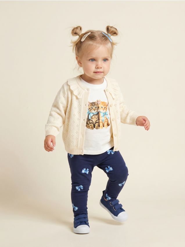 Sinsay - Tricou din bumbac cu imprimeu pisici - crem